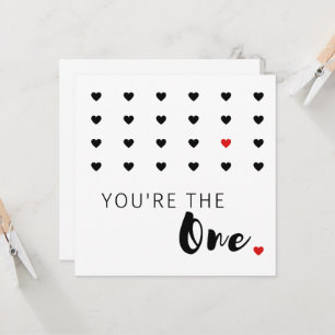 Tarjeta Día de San Valentín minimalista negro blanco rojo