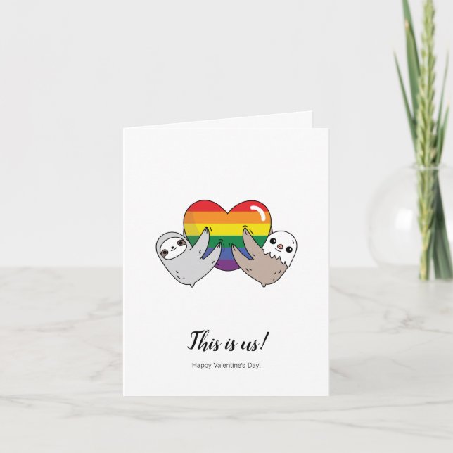 Tarjeta Día de San Valentín Orgullo Ama Perezosos (Anverso)