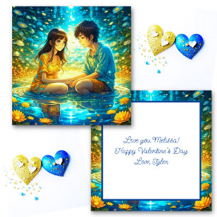 Tarjeta Día de San Valentín para pareja de anime romántico