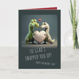 Tarjeta Día de San Valentín Pareja Divertida de Cocodrilos