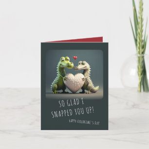 Tarjeta Día de San Valentín Pareja Divertida de Cocodrilos