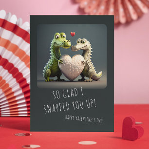 Tarjeta Día de San Valentín Pareja Divertida de Cocodrilos