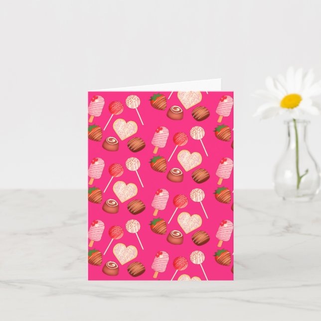Tarjeta Día de San Valentín Patrones de Golosinas y Dulces (Planta pequeña)