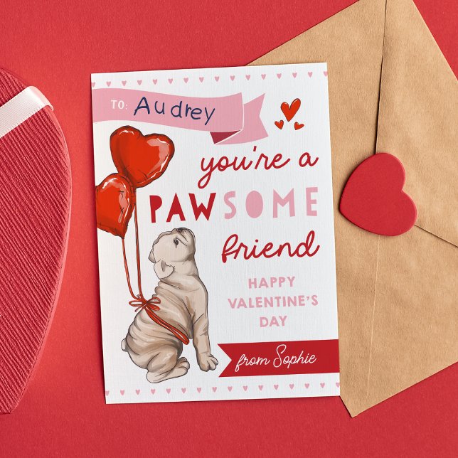 Tarjeta Día de San Valentín pawsome Friend Dog Cla (Subido por el creador)
