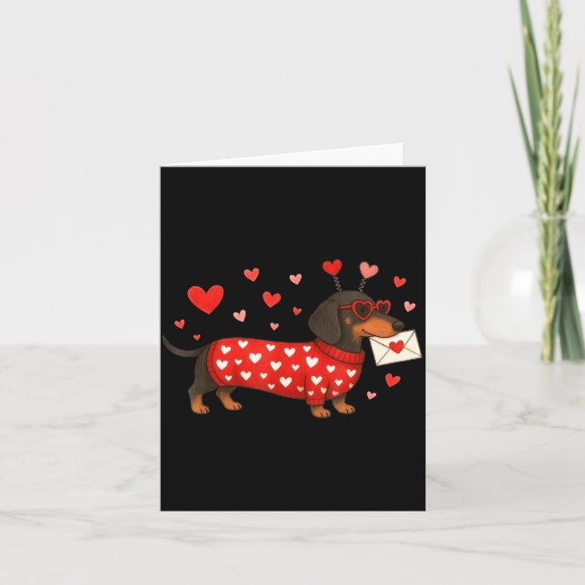 Tarjeta Día de San Valentín Perro Adorable Dachshund Perro (Anverso)