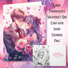 Tarjeta Día de San Valentín personalizado grande de anime