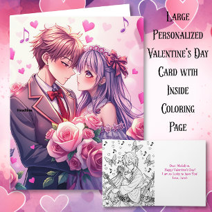 Tarjeta Día de San Valentín Personalizado Grande de Anime