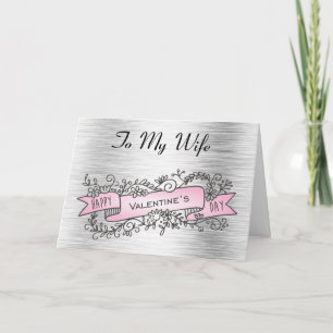 Tarjeta Día de San Valentín Plata y Rosa a la Espo