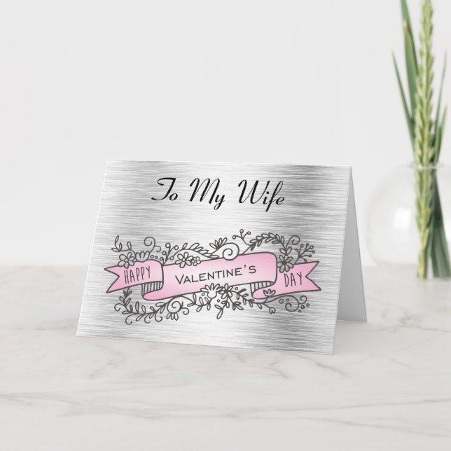 Tarjeta Día de San Valentín Plata y Rosa a la Espo (Anverso)