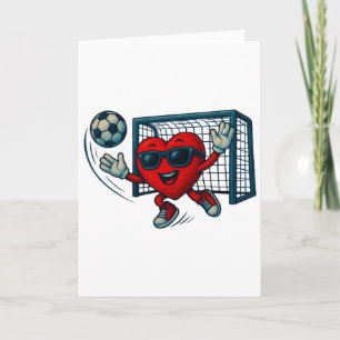 Tarjeta Día de San Valentín Portero de Fútbol Corazón Dive