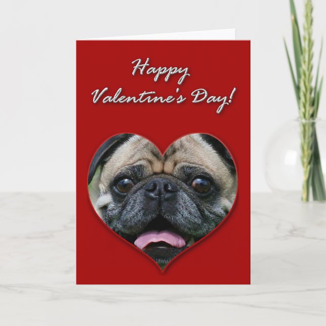Tarjeta Día de San Valentín Pug (Anverso)