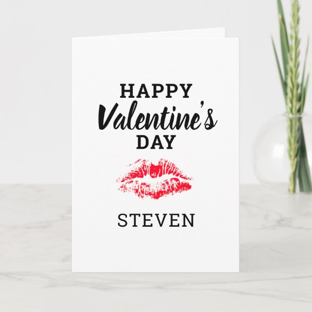 Tarjeta Día de San Valentín Red Kiss Boyfriend Personaliza (Anverso)