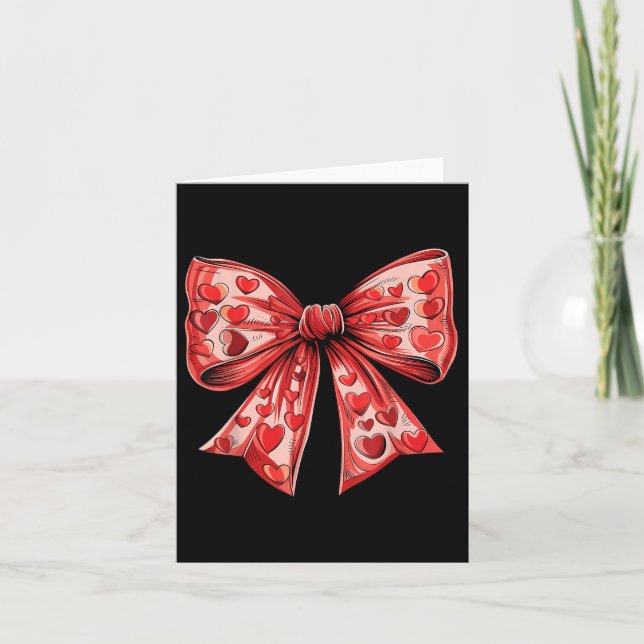 Tarjeta Día de San Valentín Retro Coquette Bow Mujeres Niñ (Anverso)