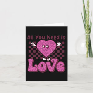 Tarjeta Día de San Valentín Retro Groovy Todo Lo Que Neces