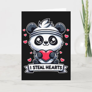 Tarjeta Día de San Valentín Roba Corazones Oso Panda Lindo