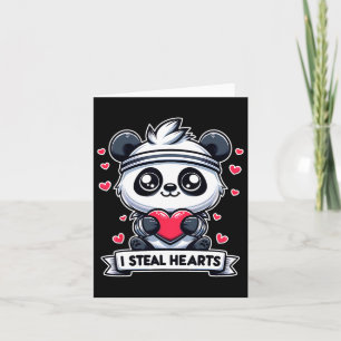 Tarjeta Día de San Valentín Roba Corazones Oso Panda Lindo