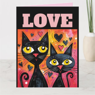 TARJETA DÍA DE SAN VALENTÍN ROMÁNTICO AMOR GATOS