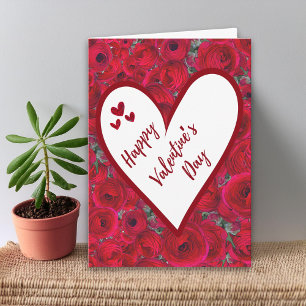 Tarjeta Día de San Valentín Romántico - Corazón de Rosas R