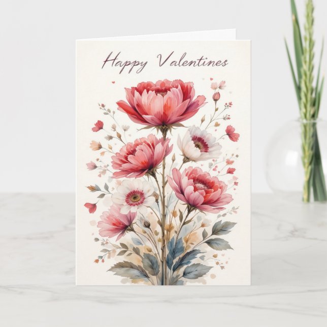 Tarjeta Día de San Valentín Romántico de Rosa Floral Suave (Anverso)