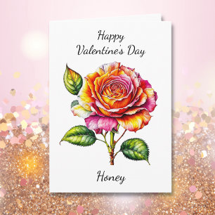 Tarjeta Día de San Valentín   Rosa acuarela