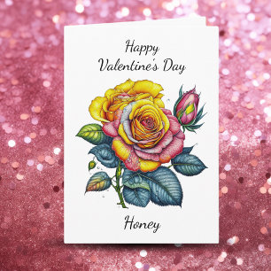 Tarjeta Día de San Valentín Rosa acuarela
