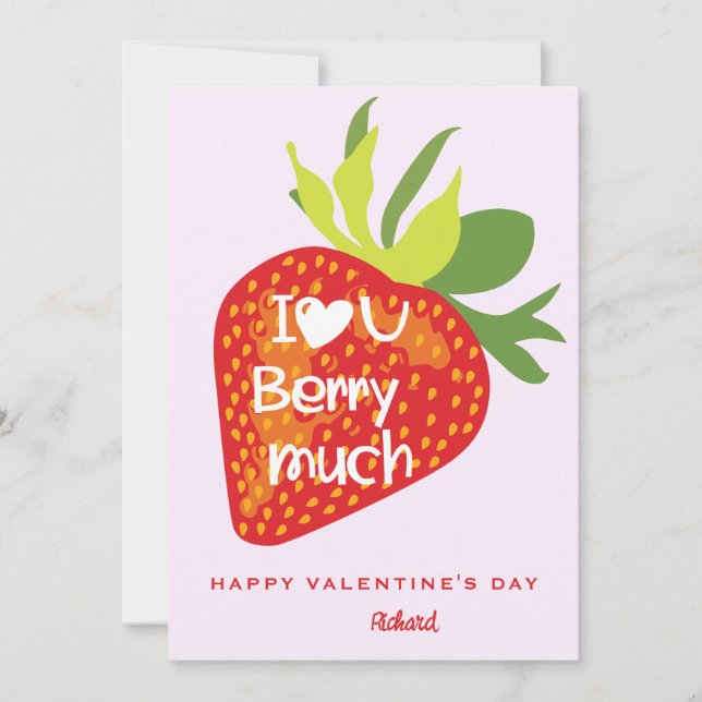 Tarjeta Día de San Valentín Rosa Red Strawberry I  (Anverso)