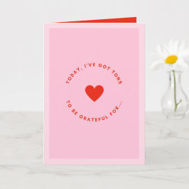 Tarjeta Día de San Valentín Rosa y Rojo Amor y Gratitud 