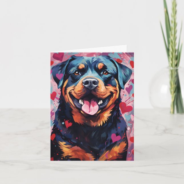 Tarjeta Día de San Valentín Rottweiler (Anverso)