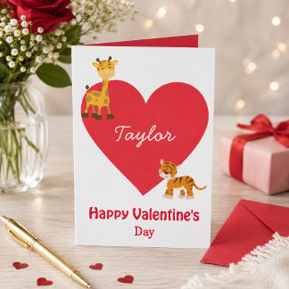 Tarjeta Día de San Valentín Safari para Niños