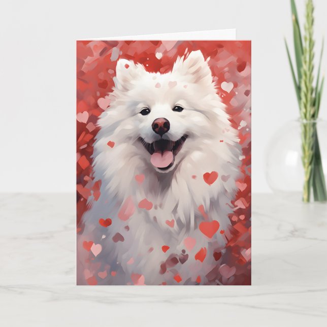 Tarjeta Día de San Valentín Samoyed (Anverso)