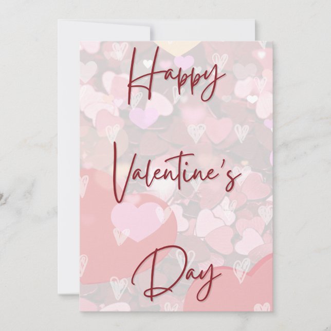 Tarjeta Día de San Valentín simple de corazones pe (Anverso)