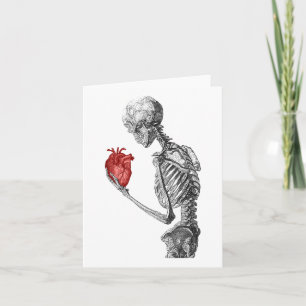Tarjeta Día de San Valentín Skeleton Holding Heart Gótico