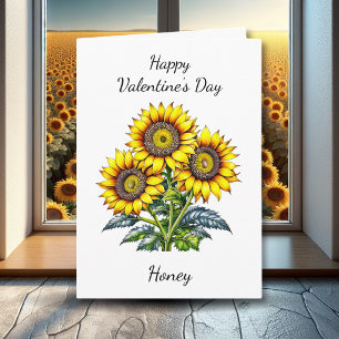 Tarjeta Día de San Valentín Sunflower acuático