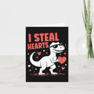 Tarjeta Día de San Valentín T-rex I Steed Hearts Dinosaur 
