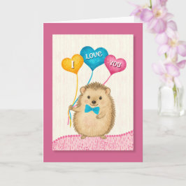 Tarjeta Día de San Valentín Te Amo Erizo Adorable