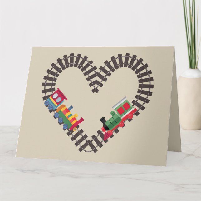 Tarjeta Día de San Valentín Train Railroad Heart (Anverso)