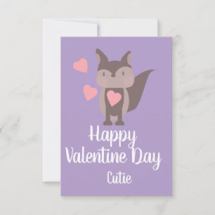 Tarjeta Día de San Valentín Zorro rosa lindo