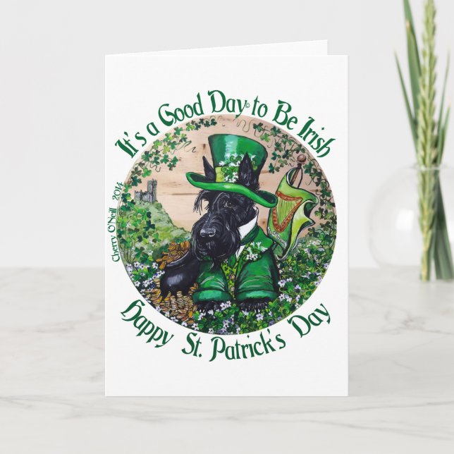 Tarjeta Día de Terrier St Patrick del escocés (Anverso)