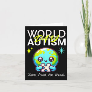 Tarjeta Día del Autismo de la Tierra Gráfica Linda Papá Ma