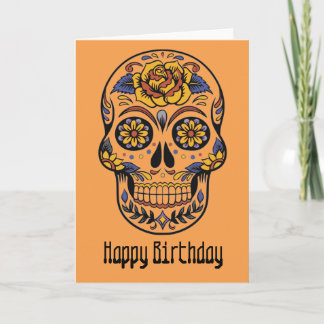 Tarjeta Día del cráneo mexicano del cumpleaños muerto