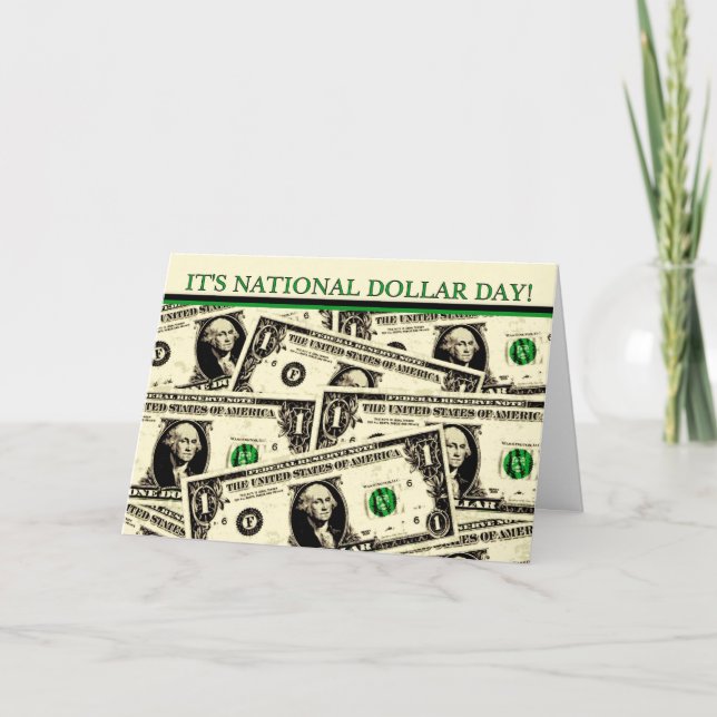 Tarjeta Día del Dólar Nacional Feliz Cumpleaños (Anverso)