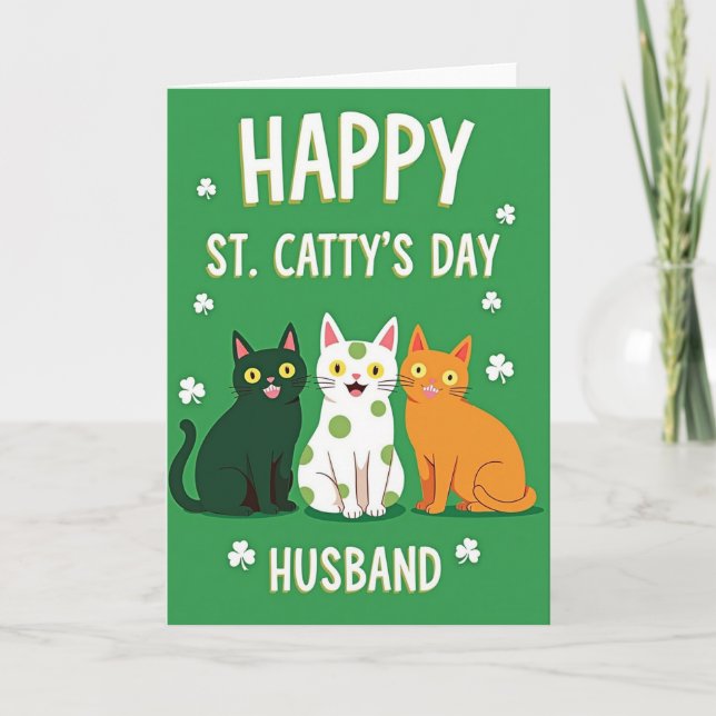 Tarjeta Día del Gato Feliz Marido (Anverso)