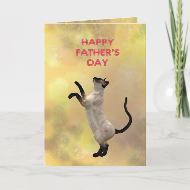 Tarjeta Día del gato y el padre siameses (Anverso)
