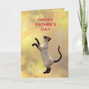 Tarjeta Día del gato y el padre siameses