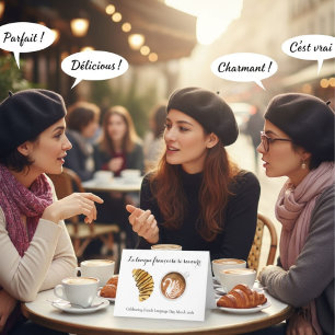 Tarjeta Día del Idioma Francés 20 de marzo Croissant y Lat