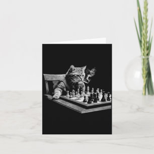 Tarjeta Día del juego de mesa de gato fumando vintage juga