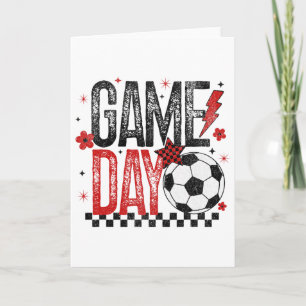 Tarjeta Día del Juego Fútbol Retro Temporada Cuadrada Negr