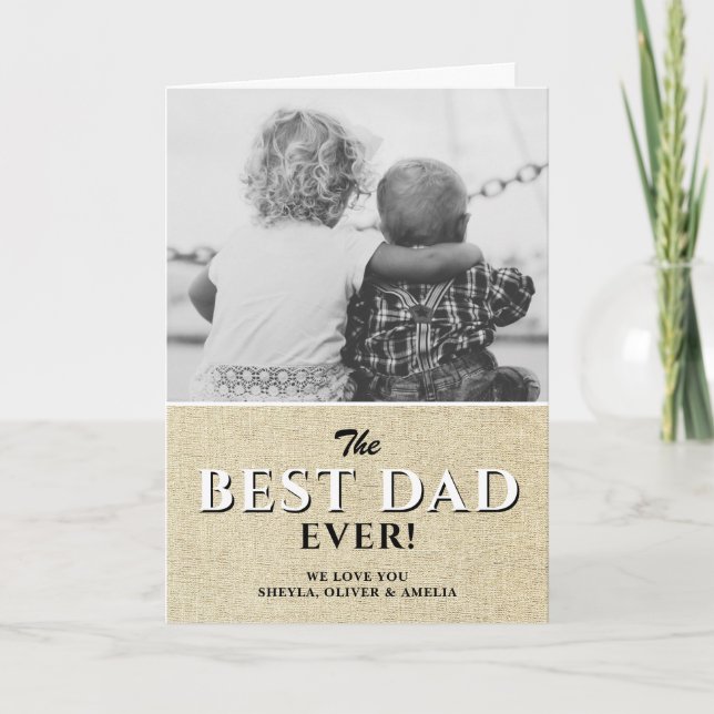 Tarjeta Día del mejor padre de familia ruso foto en blanco (Anverso)