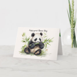Tarjeta Día del Nombre Oso Panda Con Bambú