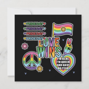 Tarjeta Día del Orgullo. El amor gana. Soy marica y no ten